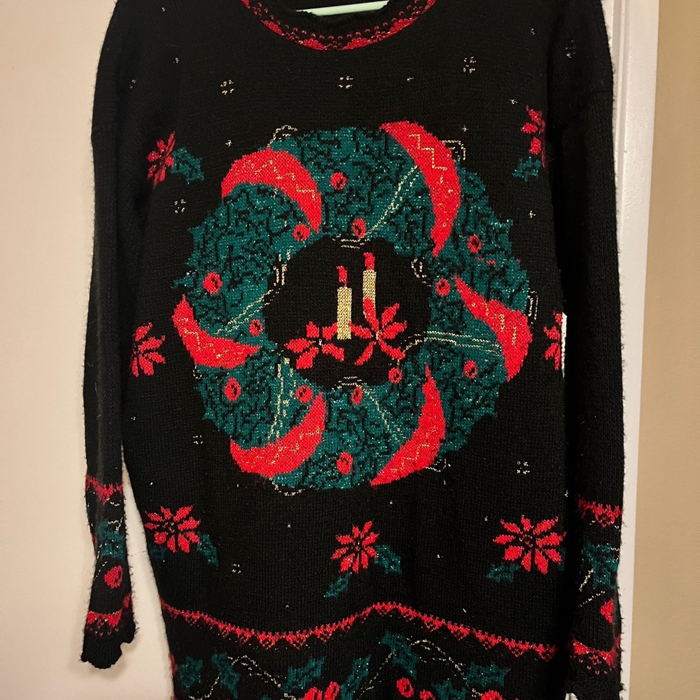 Festive Holiday Sweater with Wreath Design